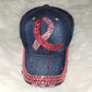 Blue Jean Breast Cancer Hot Pink/Lt Pink Ribbon Jeweled Hat