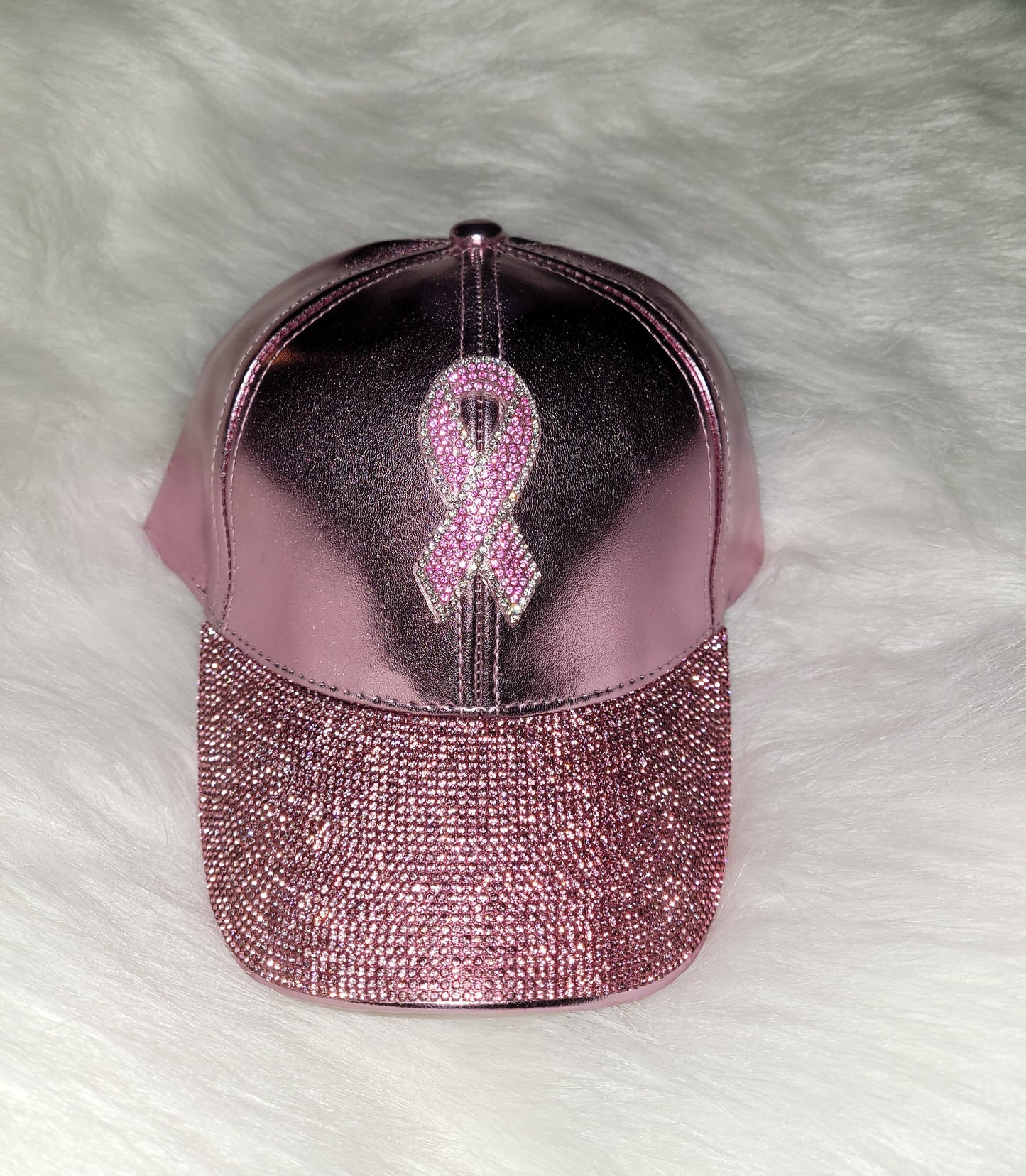 Pink Brim Breast Cancer Ribbon Jeweled Hat